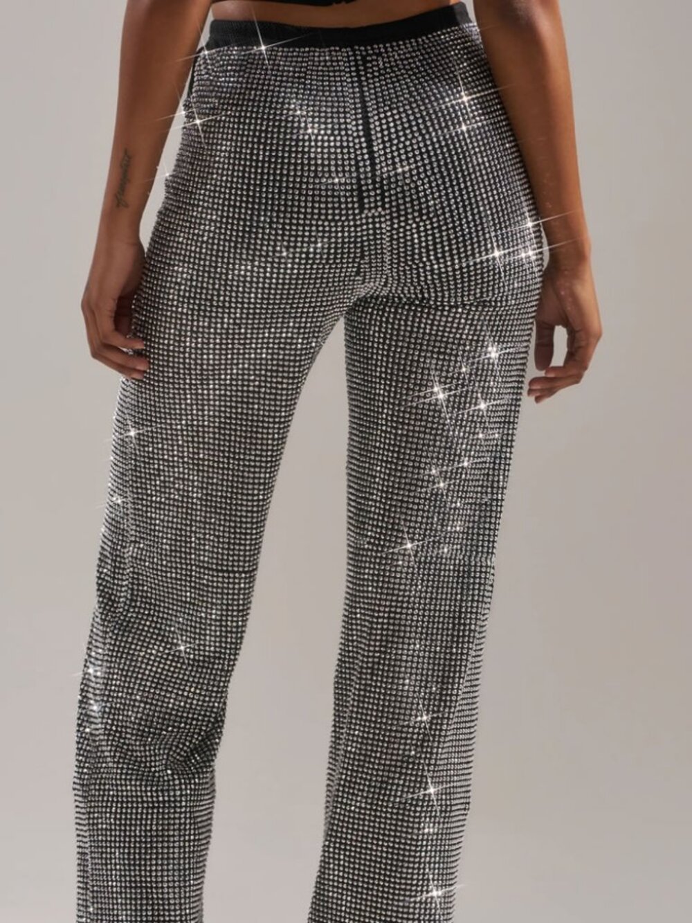 Akira Let It Go Rhinestone Wide Leg Party Pant - Picture 2 of 5